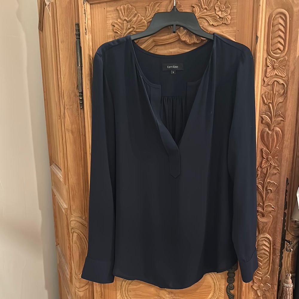 Karen Kane navy Blue Blouse
